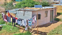 Small house with solar panel in East Africa
