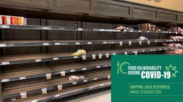 Empty shelves in a supermarket. 