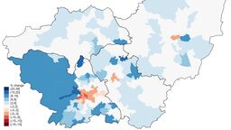A map showing the economic impact of Covid-19 restrictions on the retail and hospitality industries in South Yorkshire.