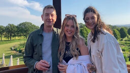 Second year undergraduate Laurie Pugh (centre) with Head Gardener Mark Dixon (left)