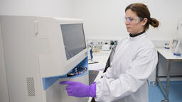 Research using lab equipment in the Gene Therapy Innovation and Manufacturing Centre