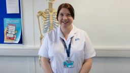 Kay Upson in a student midwife's uniform