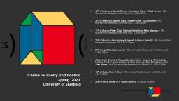 Centre for Poetry and Poetics, Sheffield, Presents Spring events