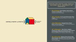 Centre for Poetry and Poetics Schedule October - December 2019