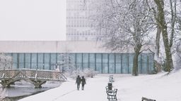 Western Bank Library in the snow