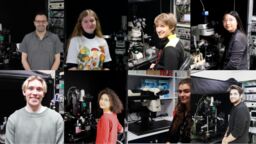 collection of photographs of researchers working on hearing research