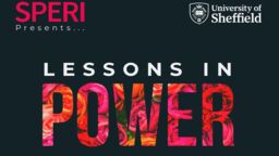 Lessons in Power wording with a background of roses