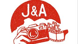 J and A Photography studio logo with red camera and graphics 