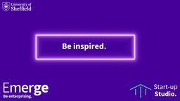 Be inspired surrounded by fluencent purple box