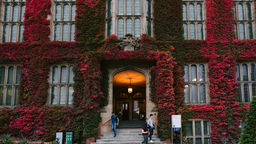 Image of Firth Court with red ivy in Autumn