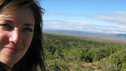 Image of Dr. Kimberley Simpson conducting fieldwork.