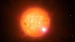Image of an artist impression of a white dwarf orbiting a star