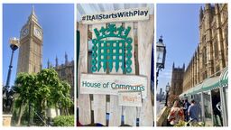 Composite image showing the houses of parliament for the launch event of the APPG on play