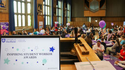 Inspiring Student Worker Awards 2025 laptop and room