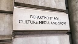 The wall outside the Department for Culture, Media and Sport, with the name written on a stone