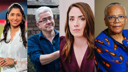 A collage of images of the 2025 honorary graduates - Urooj Mumtaz Khan, Ian McMillan, Lucy Prebble, Wanda Bernard