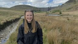 Maisie walking in moorland