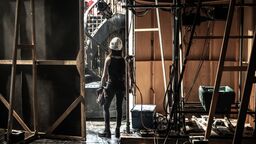 Technical staff back stage of an opera performance 