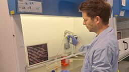 A person carrying out research in a lab.