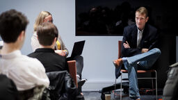 Lee Child in conversation with student