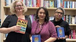 Left to right it's of Gaby Morgan (editor, Macmillan Children's Books), Yinka Olusoga and Kemi Olusoga