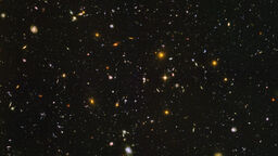 An image of many galaxies taken from the Hubble telescope