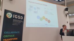 Susan Wyche giving a presentation on Human-Centred Design