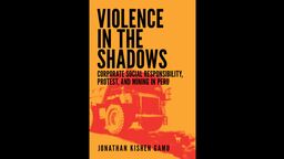 Violence in the Shadows book jacket featuring a graphic of a huge truck