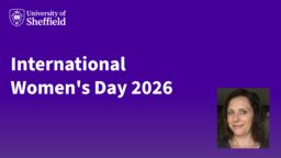White text on a purple background which reads: International Women's Day 2026