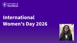 White text on a purple background which reads: International Women's Day 2026