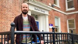 Professor Matt Hammond outside Barber House