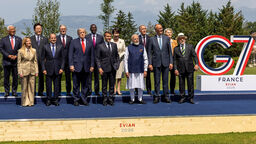 Leaders of the G7 Summit pose for an official photograph