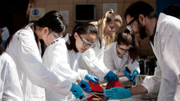 Engineering students doing lab work