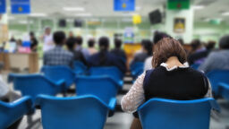 Patients waiting in a A&E waiting room