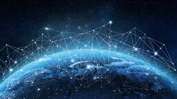 An image of communications networks around the world