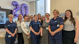 Staff celebrating the 20th anniversary of the National Institute for Health and Care Research (NIHR) Clinical Research Facility (CRF): Sheffield.
