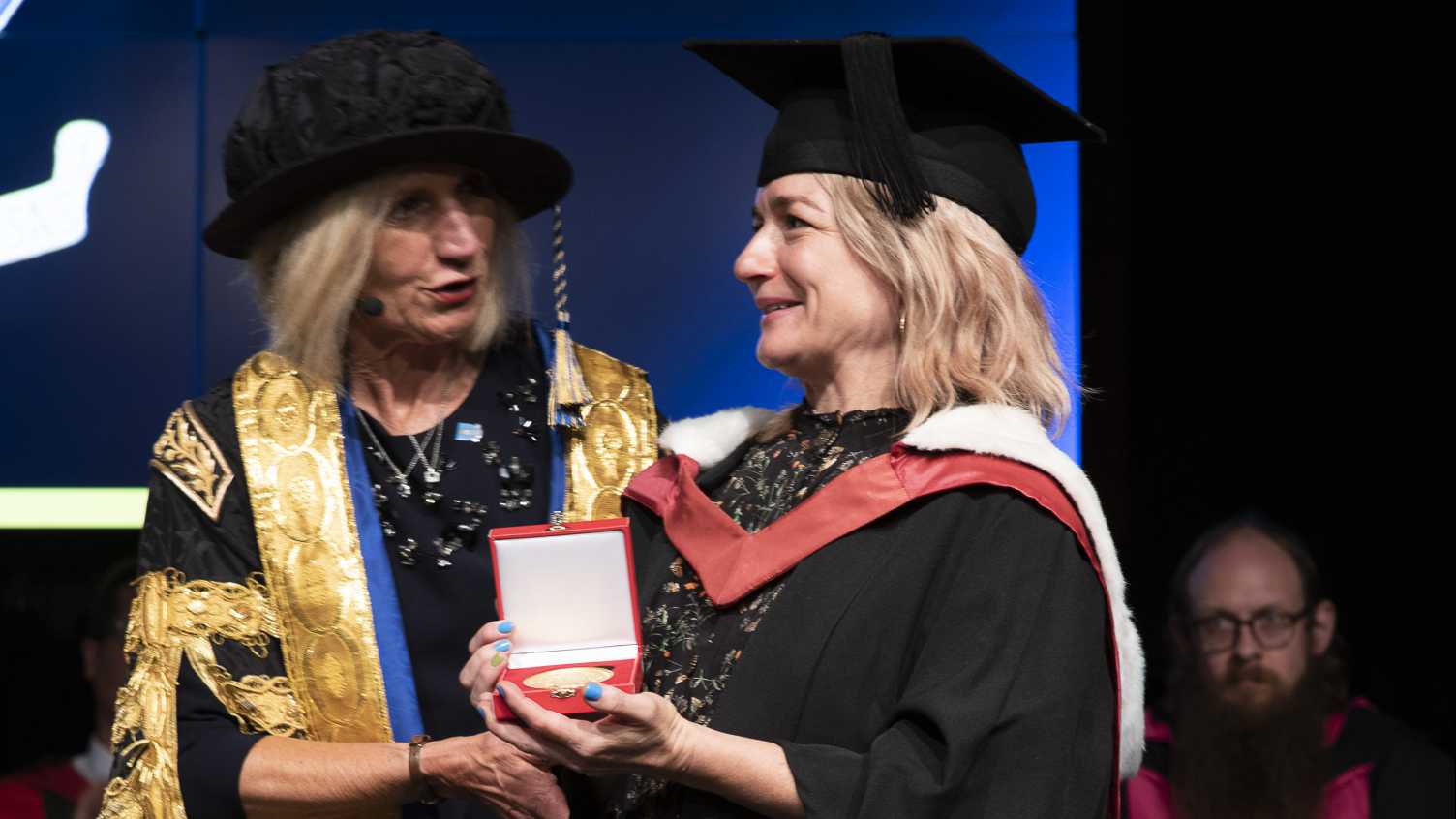 Thumbnail for Lucie Cave presented with the Professor Robert Boucher Distinguished Alumni Awar…