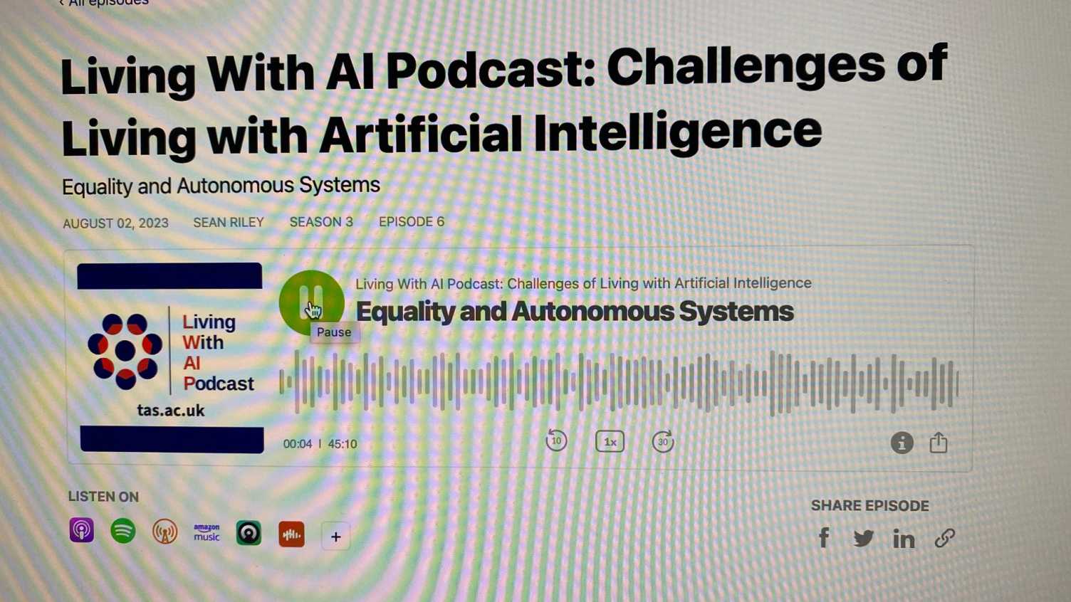 Thumbnail for Living with AI podcast focused on Equality | iHuman 