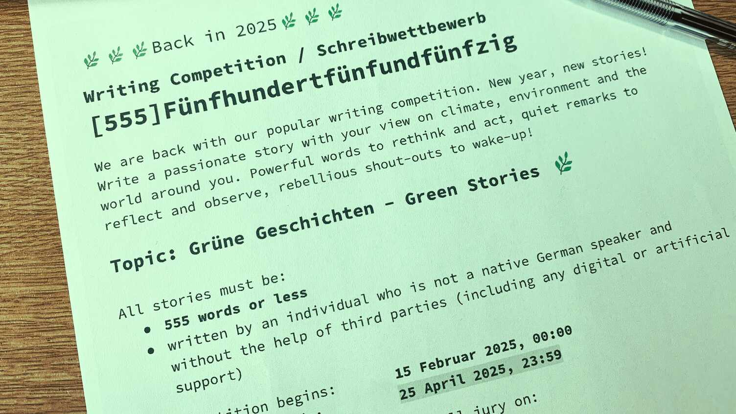 Thumbnail for German Writing Competition 2025 Launches | Languages, Arts and Societies 
