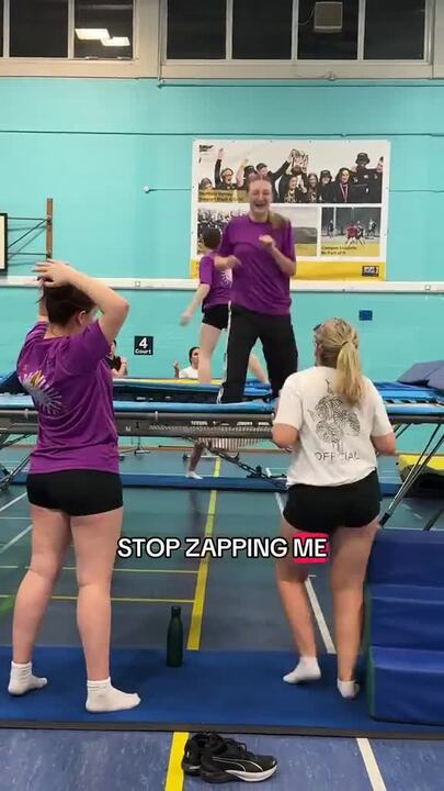 Trampoline club have a training session mic'd up